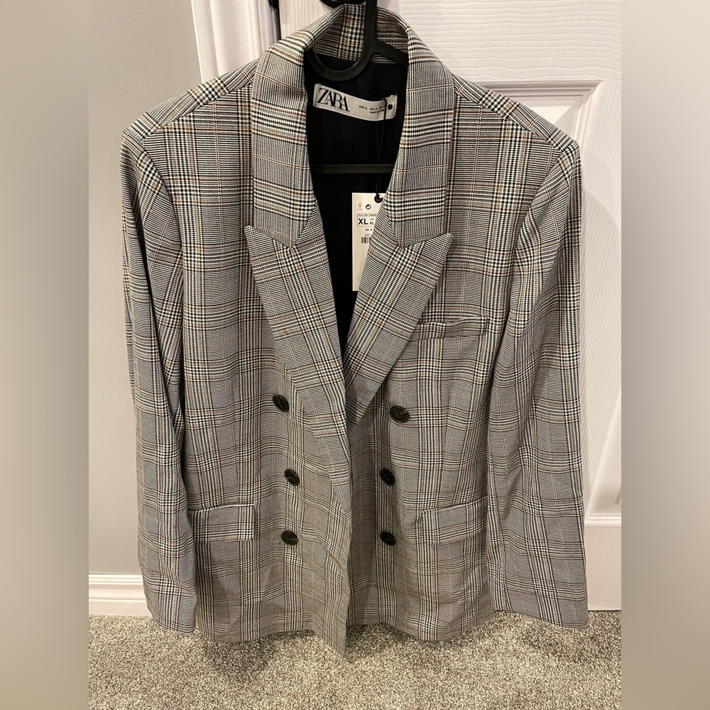 Zara Plaid Blazer - Size XL